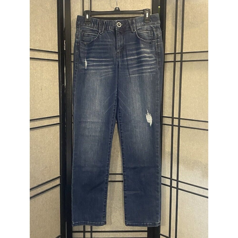 Democracy Ab Solution Size 6 Straight Leg Jeans Distressed Dark Wash Stretch